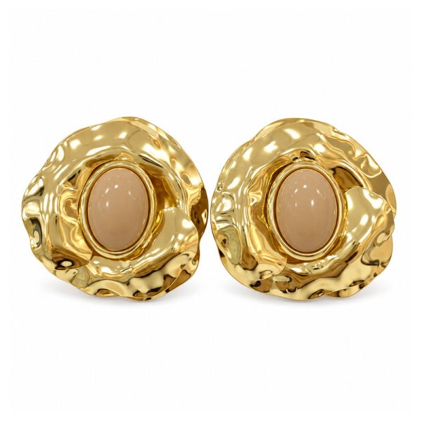 Bej Oval Küpe
